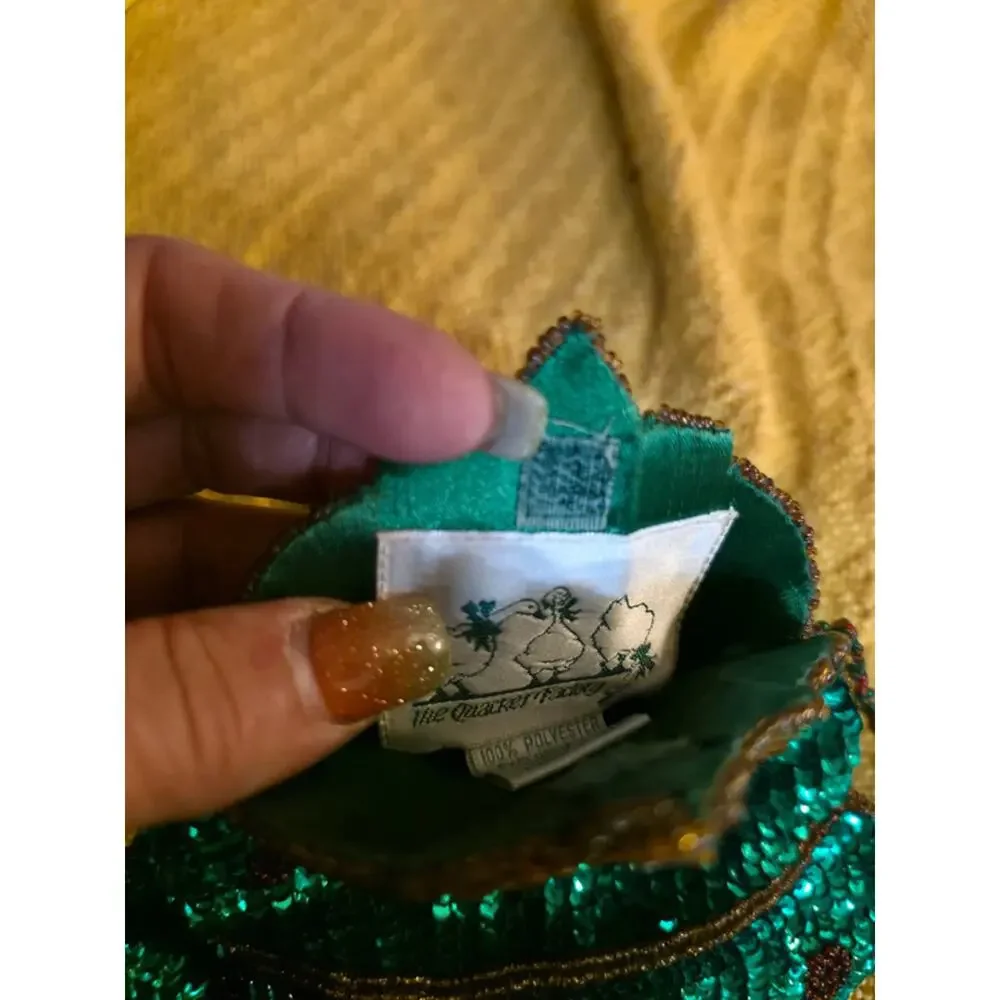 Vintage Quacker Factory Sequined Christmas Tree Crossbody Bag